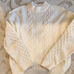 Urban Outfitters Cream Cable Knit Turtleneck Sweater